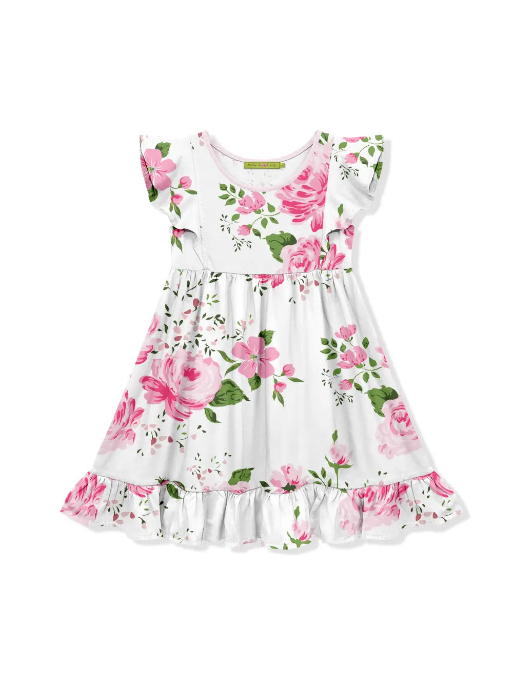 Millie Loves Lily Pink Floral Angel Sleeve Dress