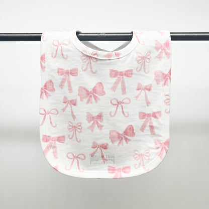 Pink Bows Baby Bib - Shower Gift New Baby Arrival Birthday