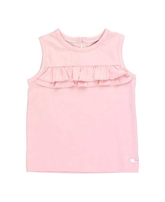 Pink Knit Ruffle Trim Tank