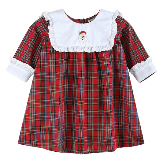 Red Christmas Plaid Santa Yoke Dress