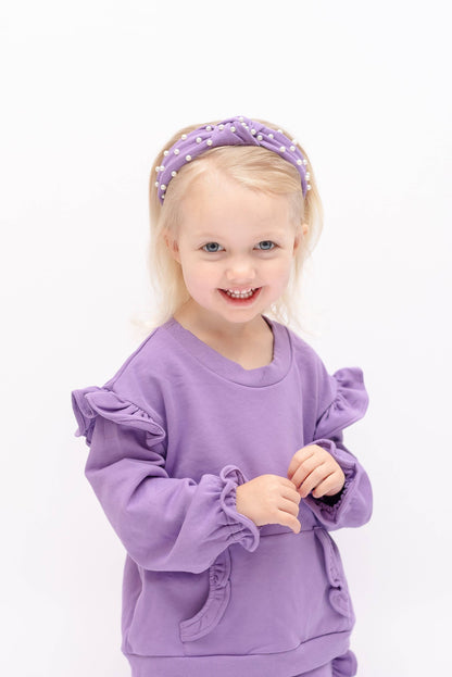 Ruffles - Purple Ruffle Sweatshirt with Jogger Pant Set