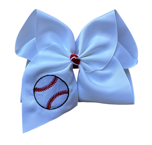 Baseball Embroidered Bow