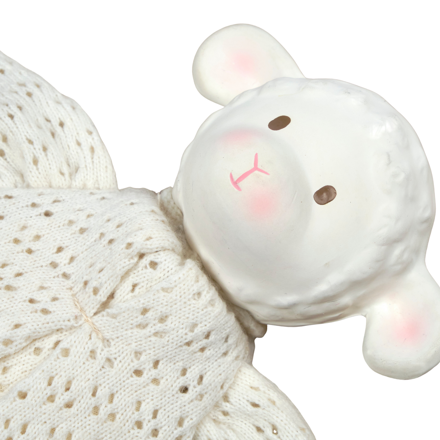 Bahbah the Lamb Baby Lovey with Natural Rubber Teether Head