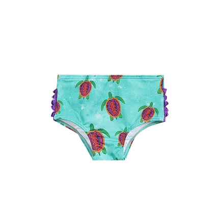 Turquoise Turtle Ruffle Rashguard 2 pc Set