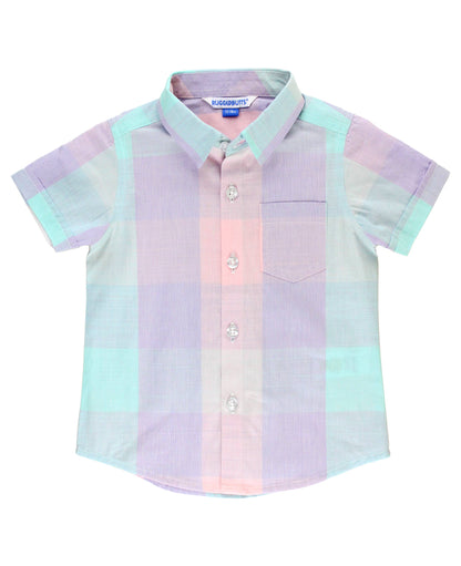 Cotton Candy Plaid Short Sleeve Button Down Shirt