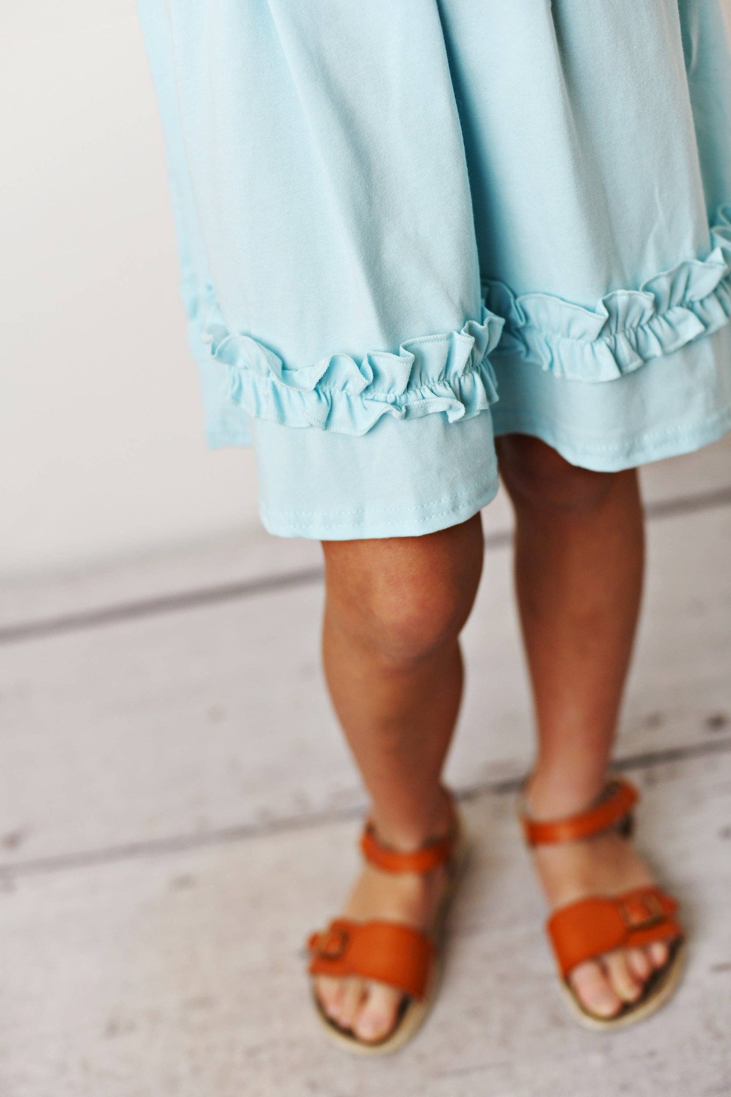 Adorable Sweetness Kids Pastel Blue Ruffle Button Spring Easter Summer Dress