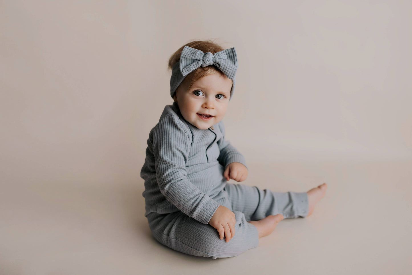 Baby Ribbed Playsuit with Pockets and Bow