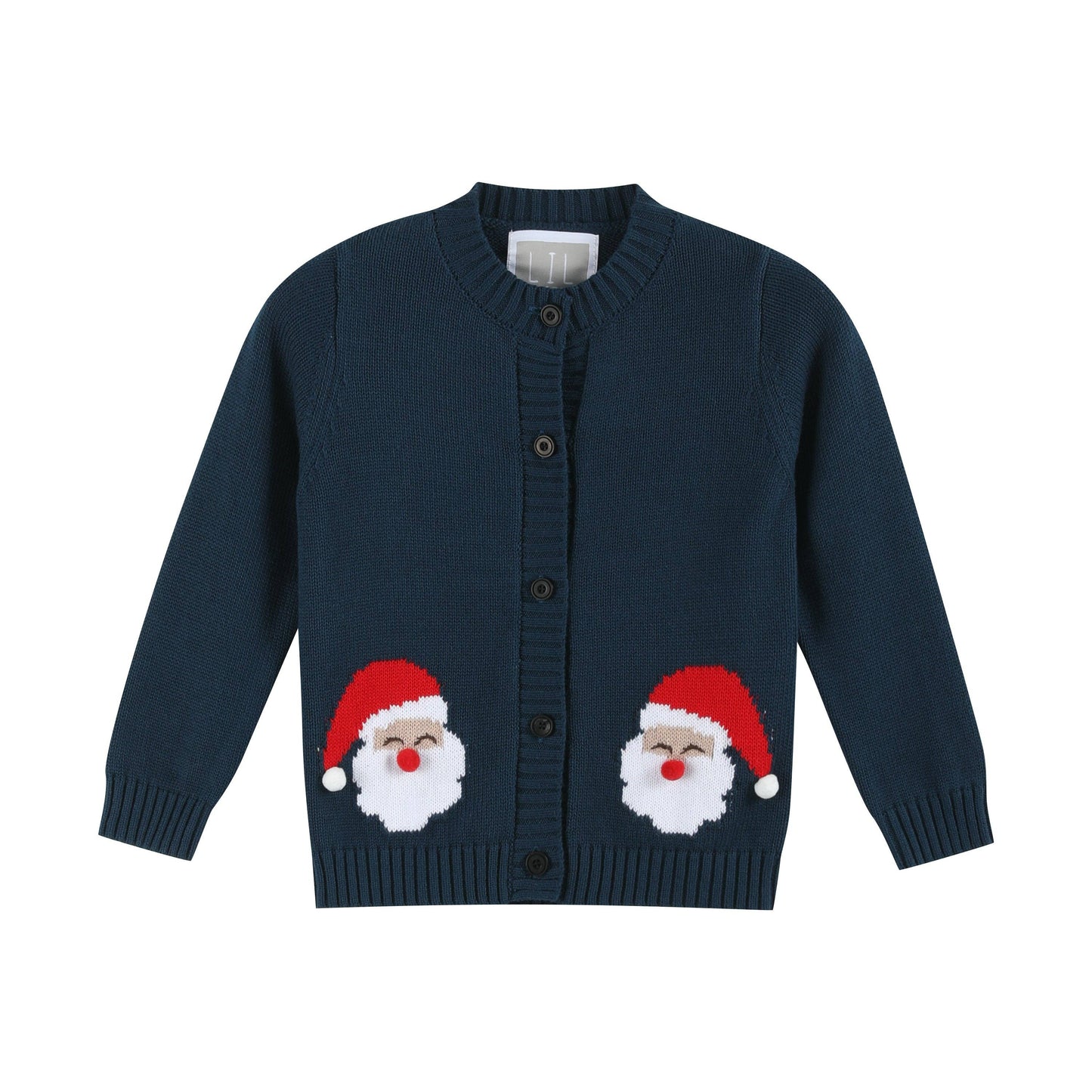 Navy Blue Christmas Santa Knit Cardigan