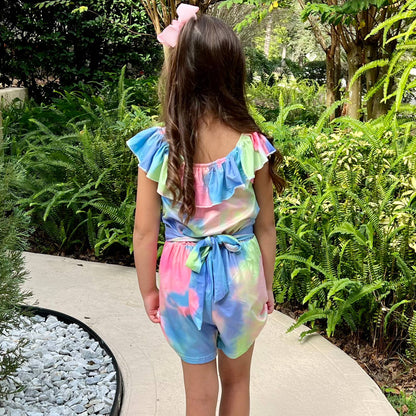 Limited Girls Pastel Tie Dye Shorts Jumpsuit Romper