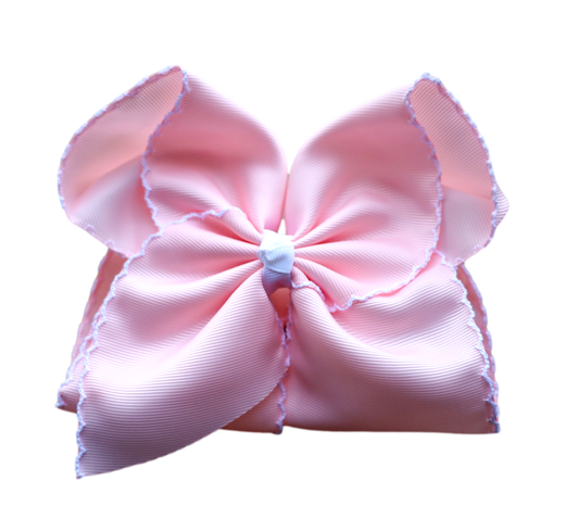 Light Pink Moon Stitch Hair Bow