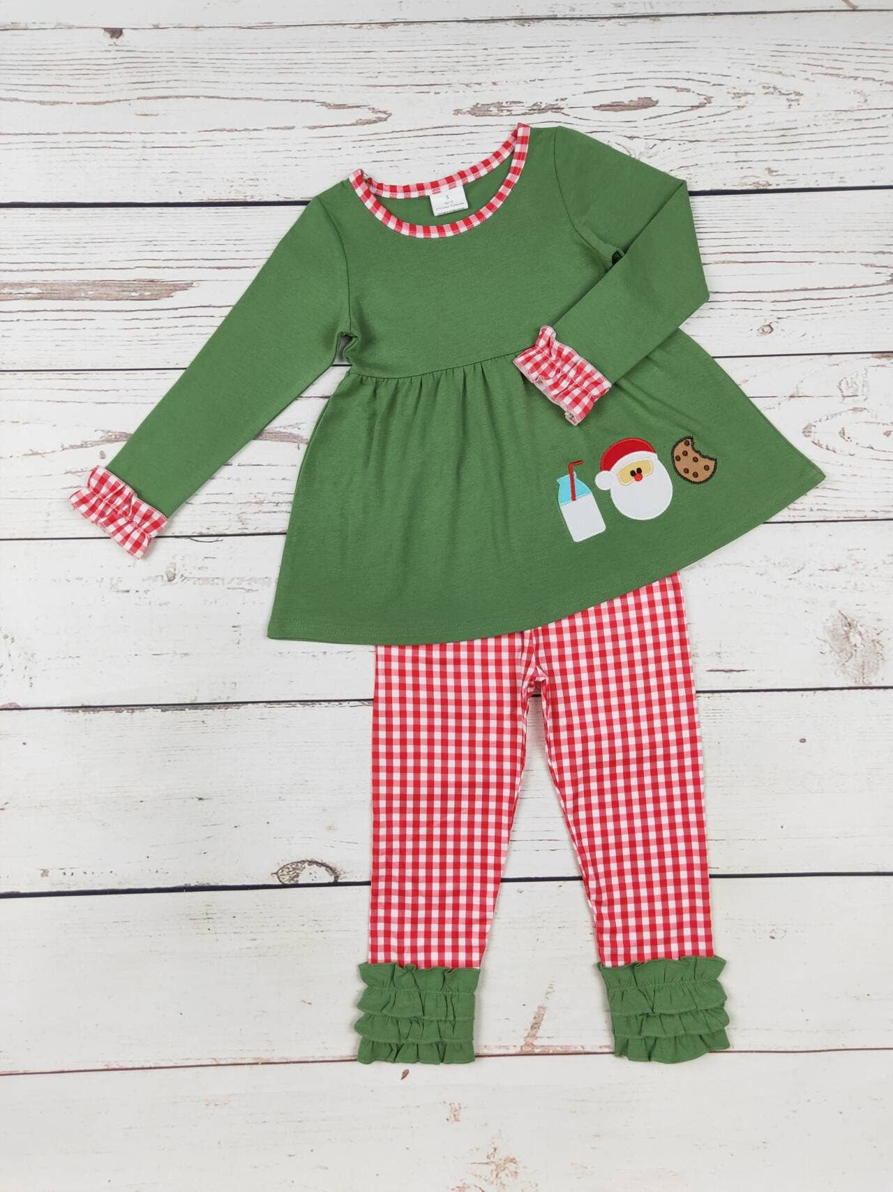 Girls Santa's Milk&Cookie Appliqué Set