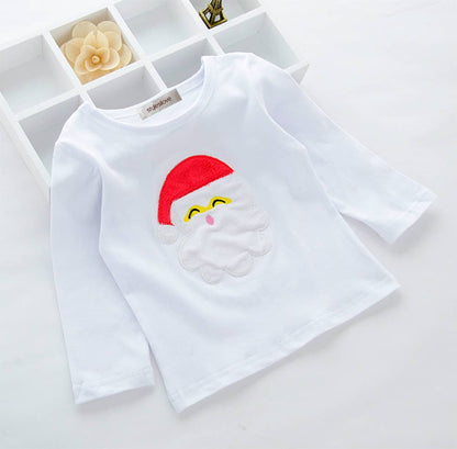 White & Red Santa Cotton 2pcs Baby Pajamas Set