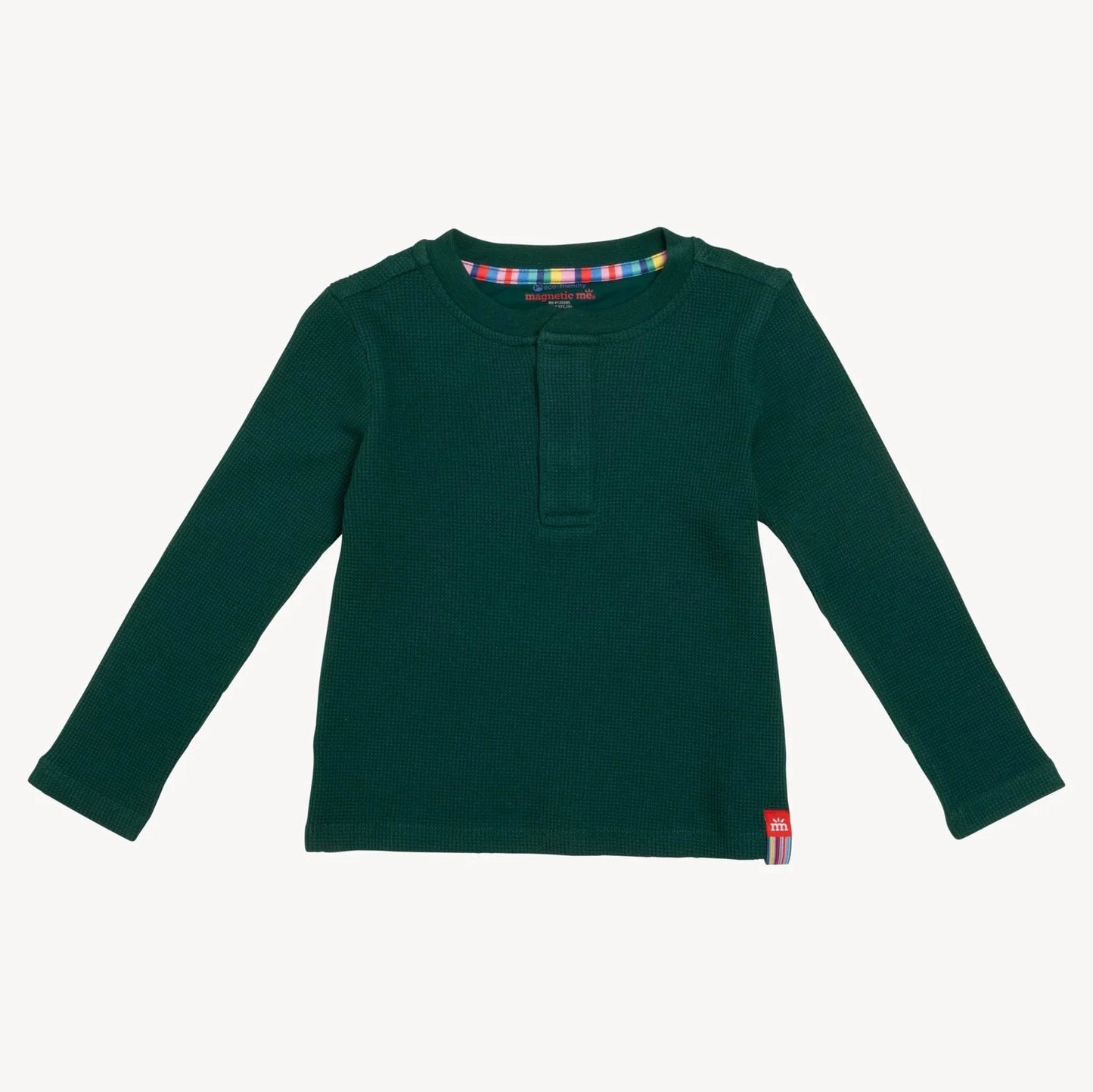 Magnetic Me deep emerald waffle modal magnetic henley top