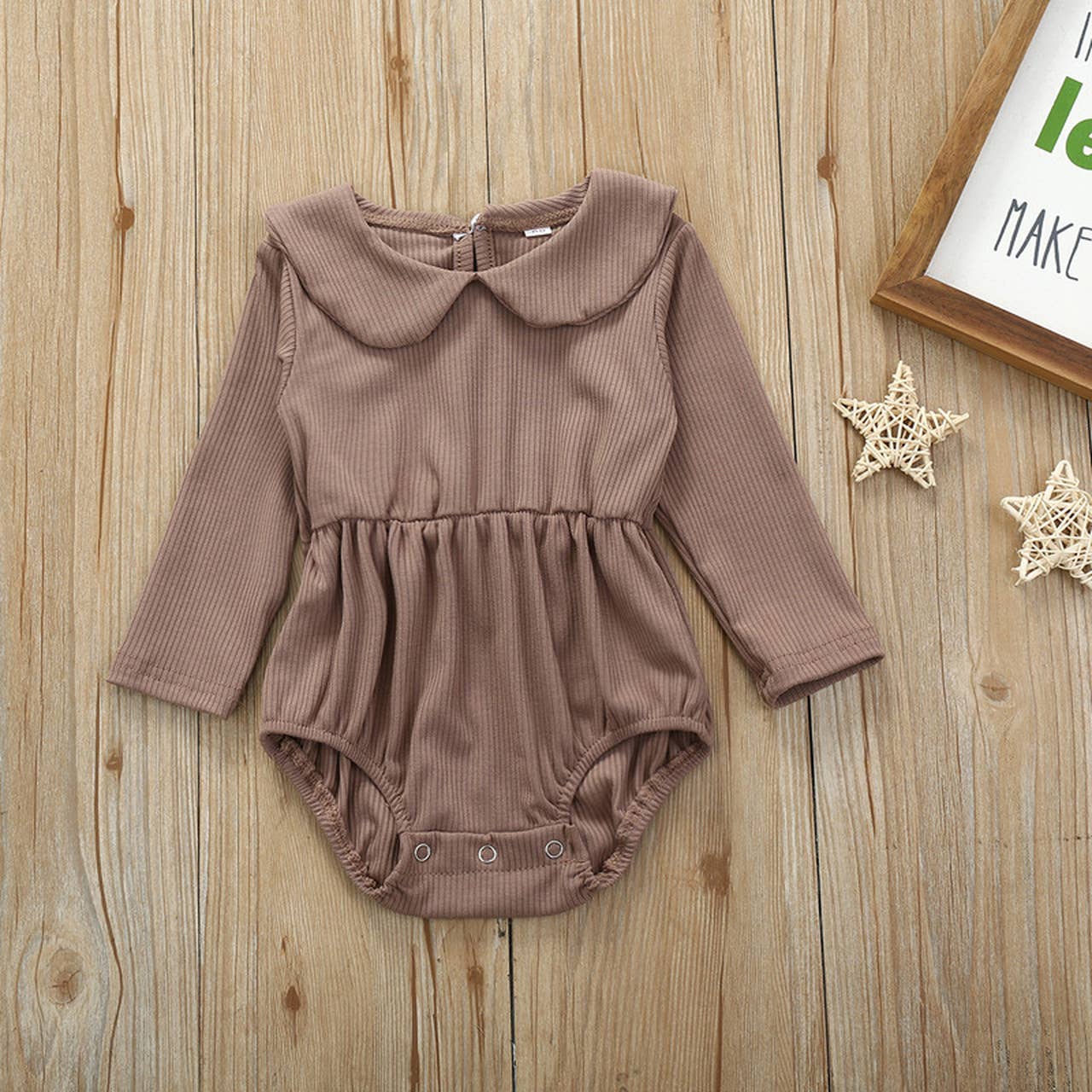 Ribbed Collar Baby Dressy Romper