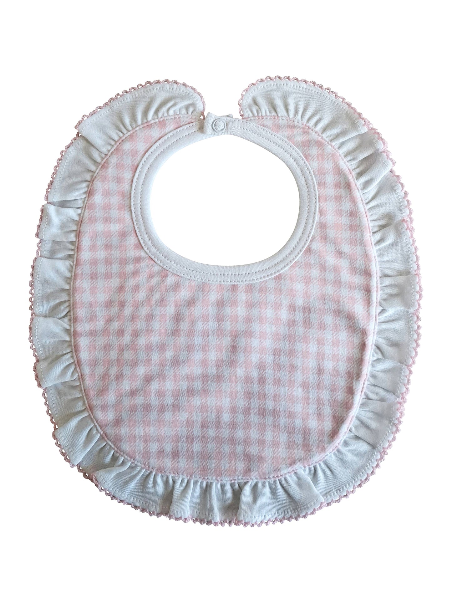 Pink checks Pima Cotton Baby girl bib