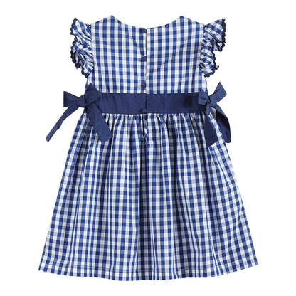 Royal Blue Gingham Ruffle Bow Dress