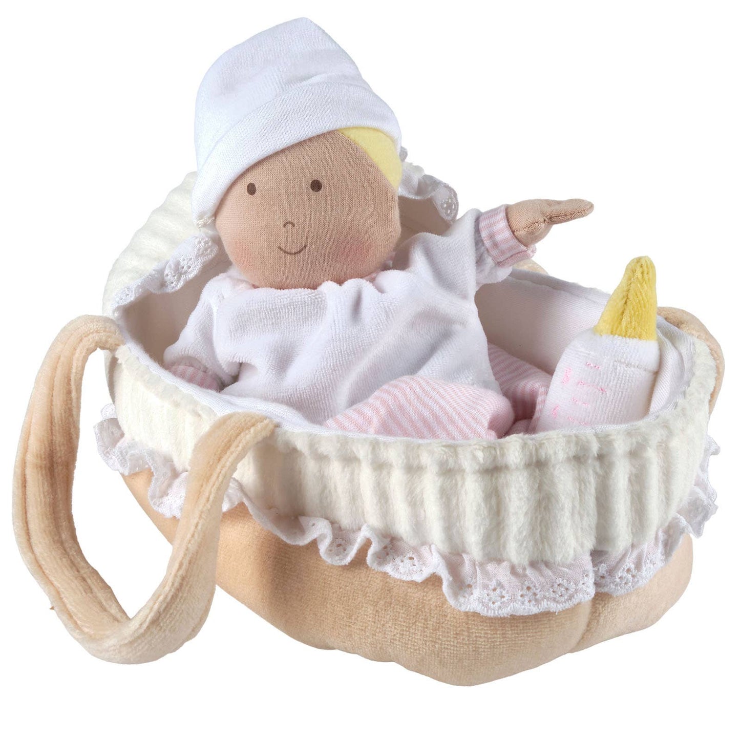 Carry Cot with Baby Grace, Bottle & Blanket