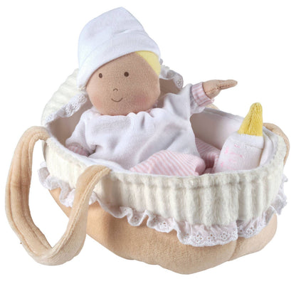 Carry Cot with Baby Grace, Bottle & Blanket