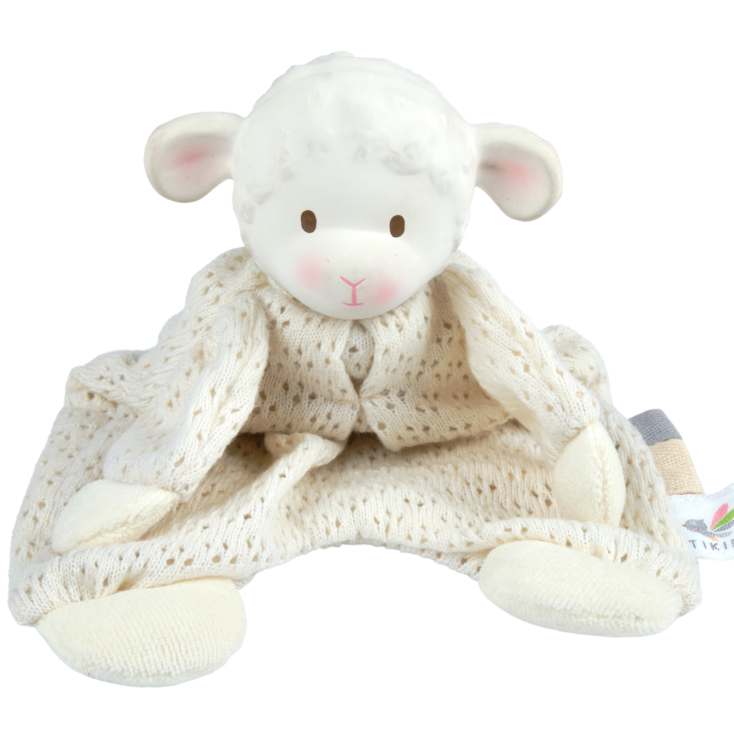 Bahbah the Lamb Baby Lovey with Natural Rubber Teether Head