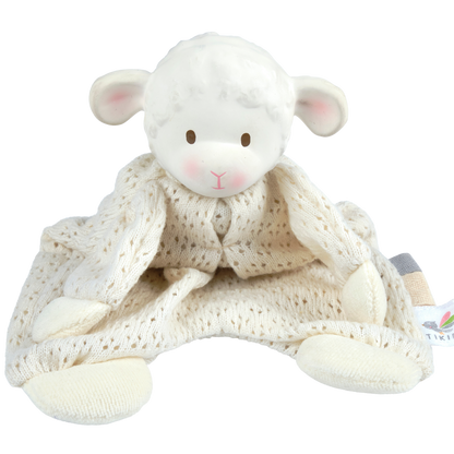 Bahbah the Lamb Baby Lovey with Natural Rubber Teether Head