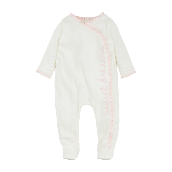 Mudpie Sweet Dreams Pink Chainstitch Baby Sleeper